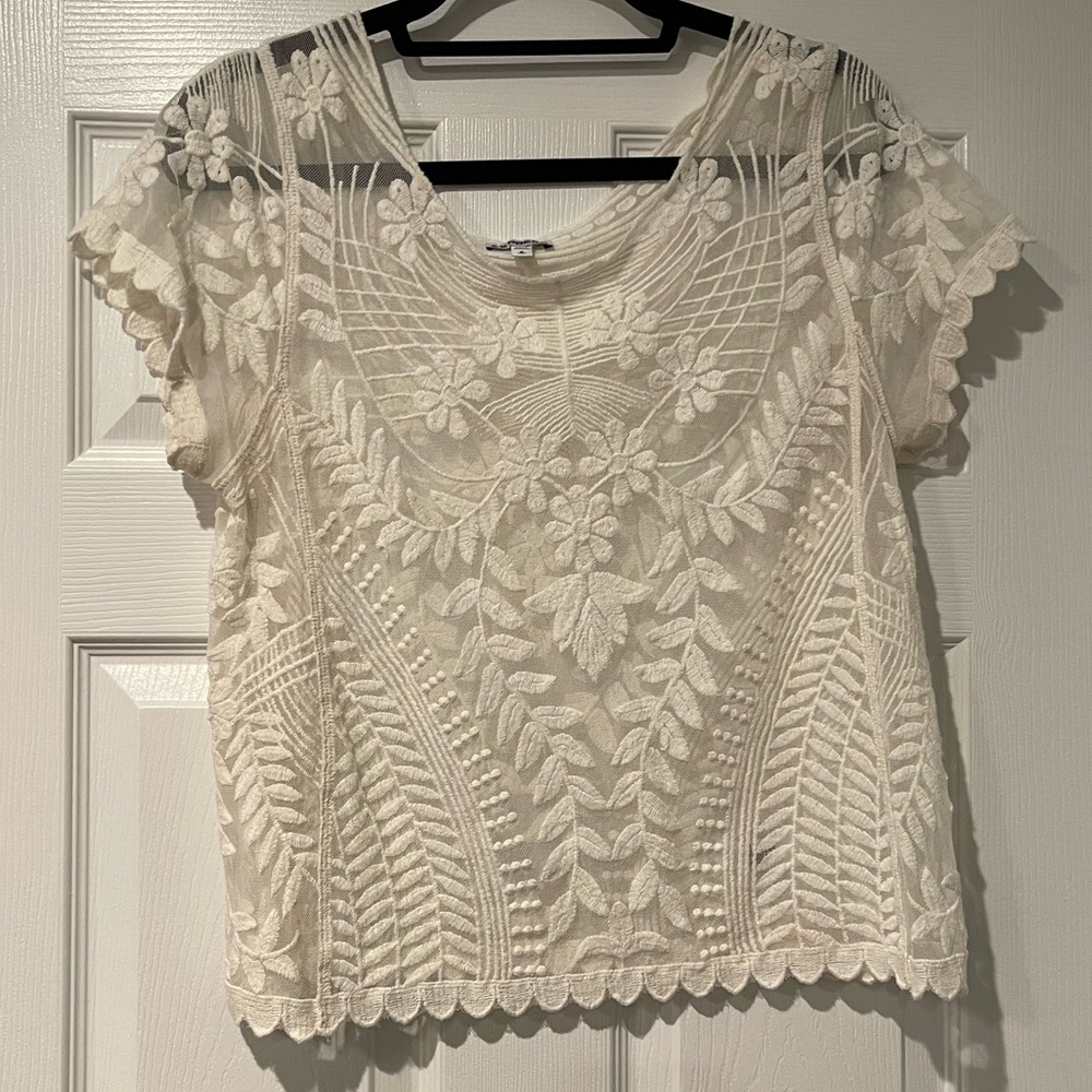 Express, Size M, Ivory see through shirt